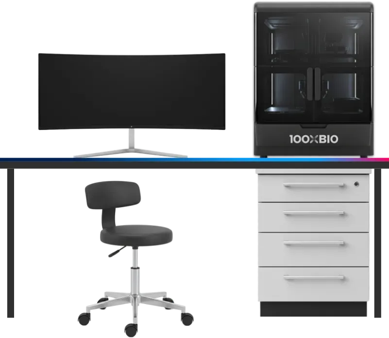 Compact hybrid cytometry platform on laboratory bench, with automated liquid handling system and fluorescent cell scanner